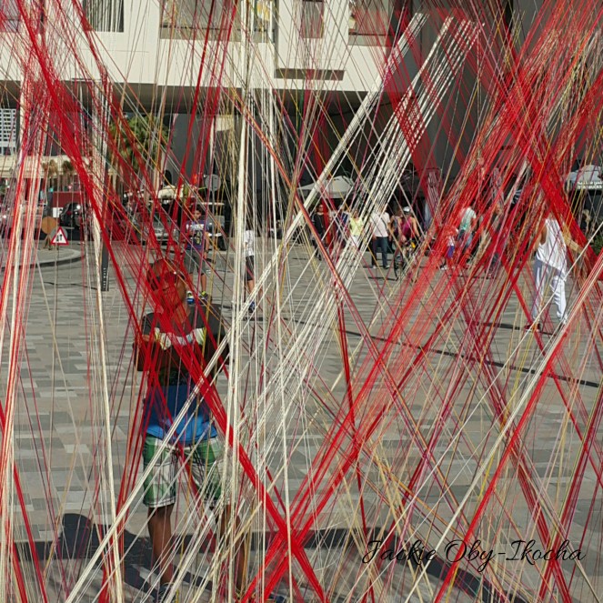 Caught in the mesh of street weaving.