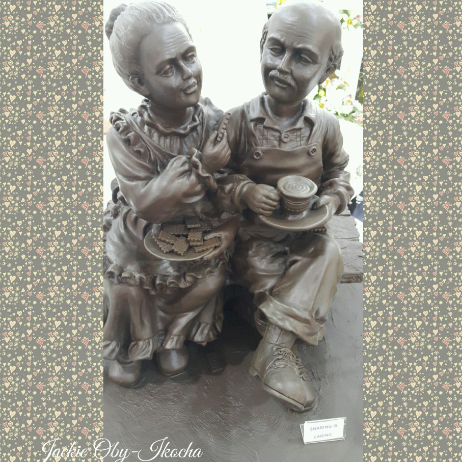 Sculpted from dark chocolate. Cool art :-)