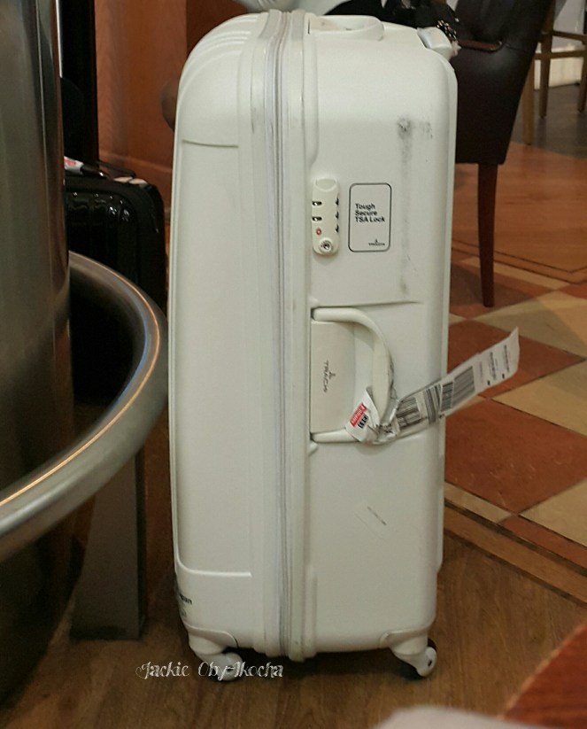 white luggage