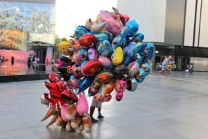 Inflated balloons, helium balloons, colourful